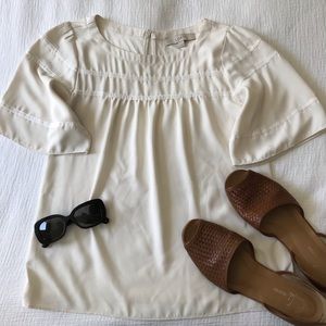 Ivory Short Sleeve Blouse from Loft